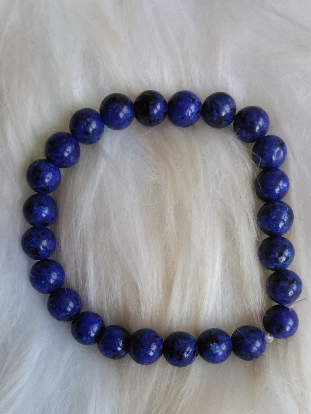 Lapis Lazuli Beaded Stone Stretch Bracelet - Deep Blue